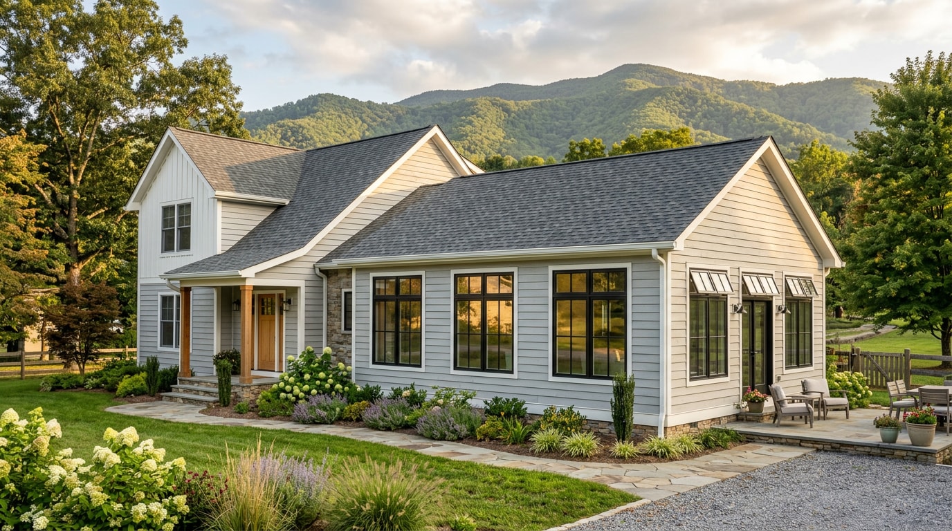 Finished home addition on a house in Elizabethton, TN with matching siding and roofline