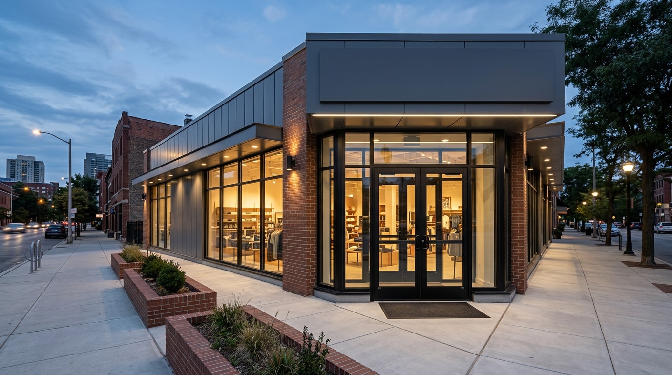 Finished retail store storefront built by a general contractor Finished retail store storefront built by a general contractor