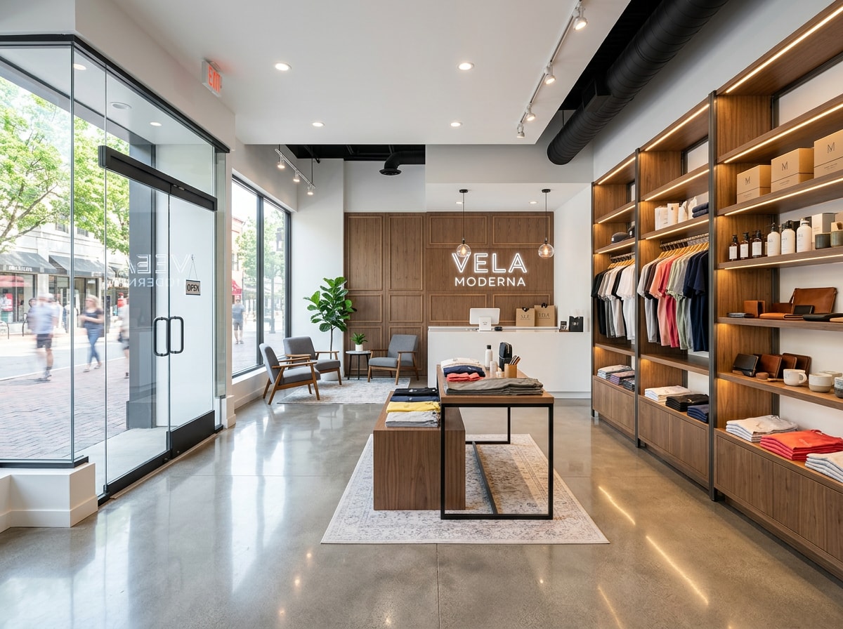Finished retail storefront interior after a commercial tenant build out