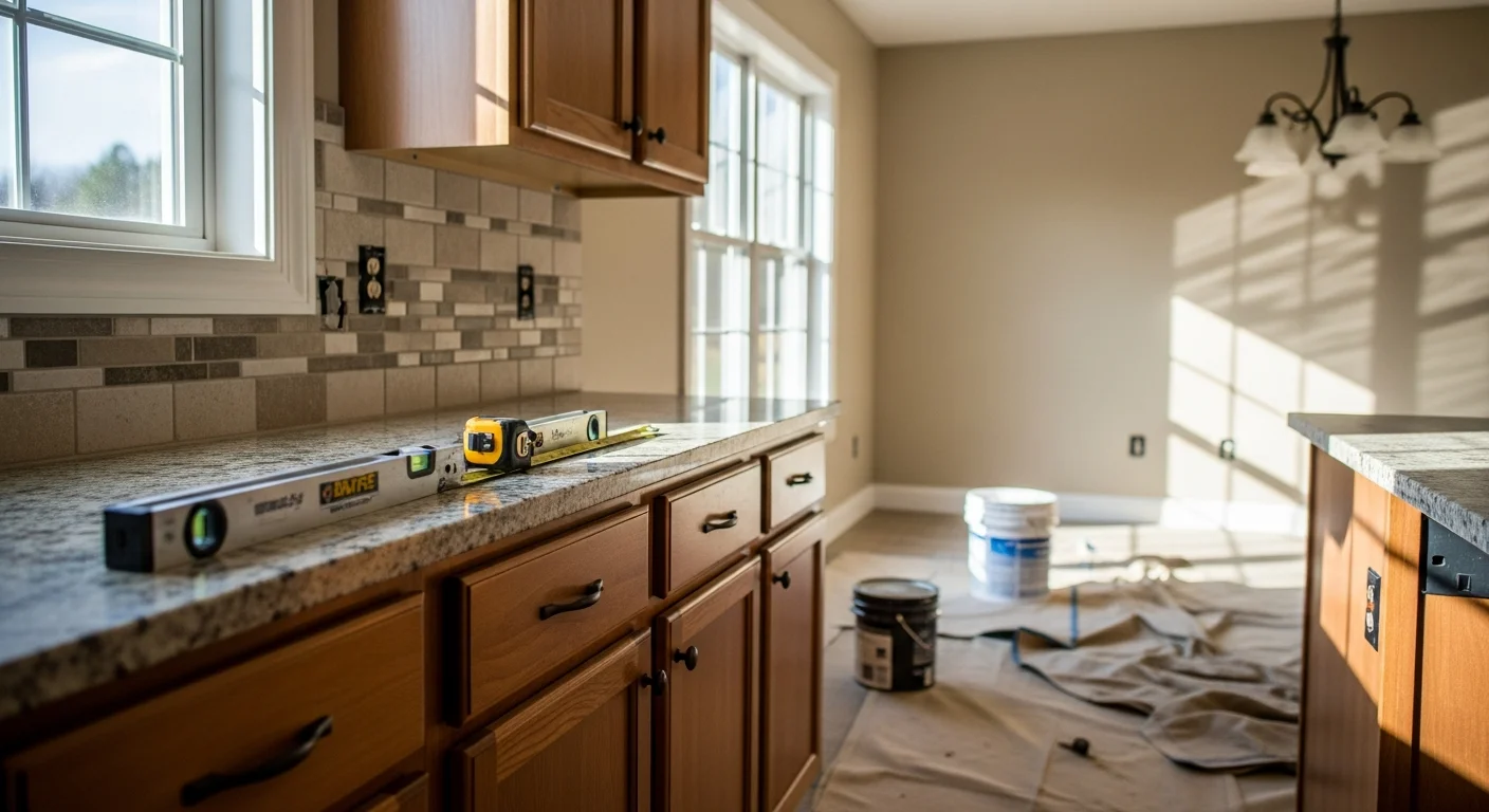 Modern kitchen with custom cabinets and countertops