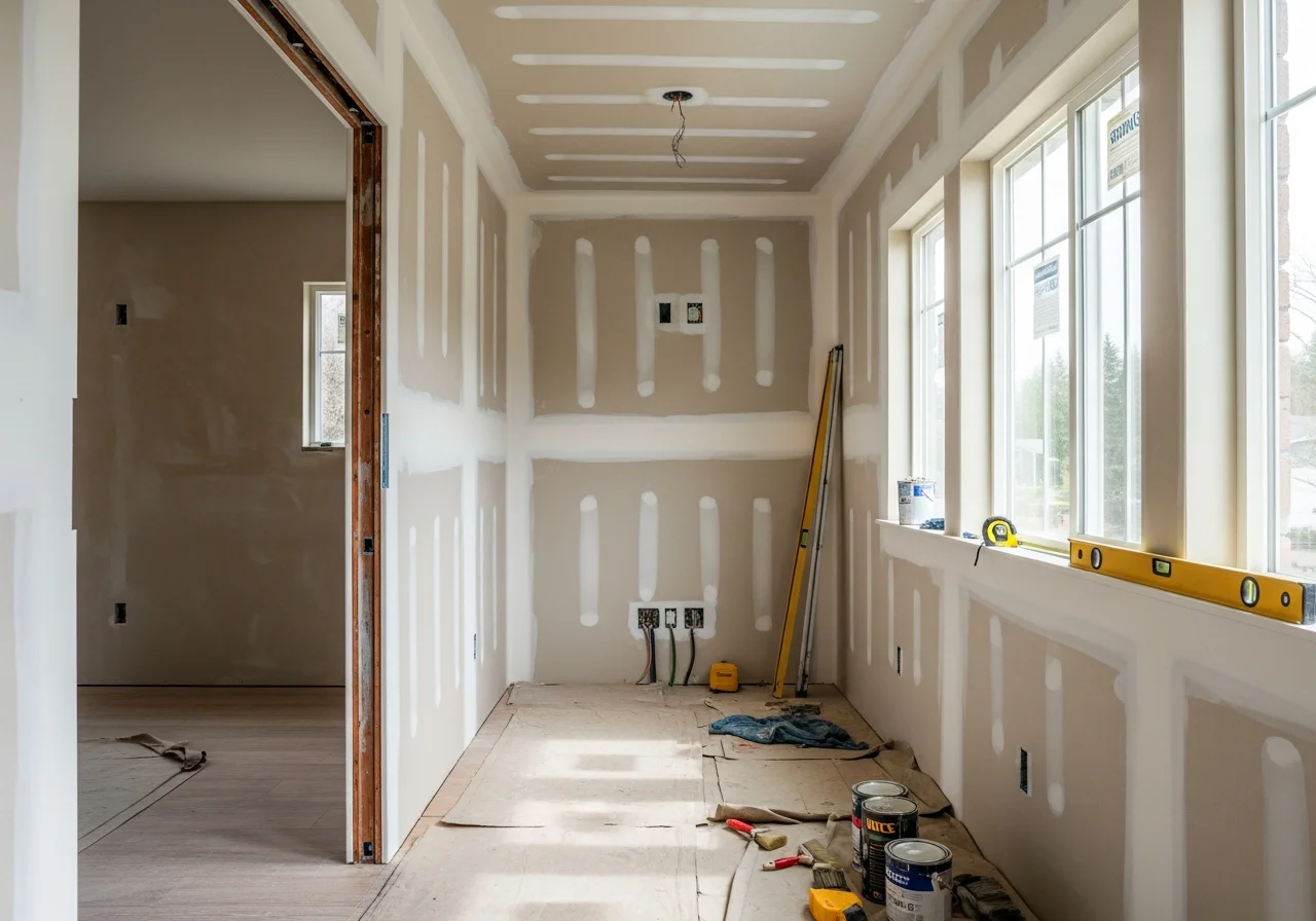 Carson residence renovation project showing completed home exterior and interior construction details