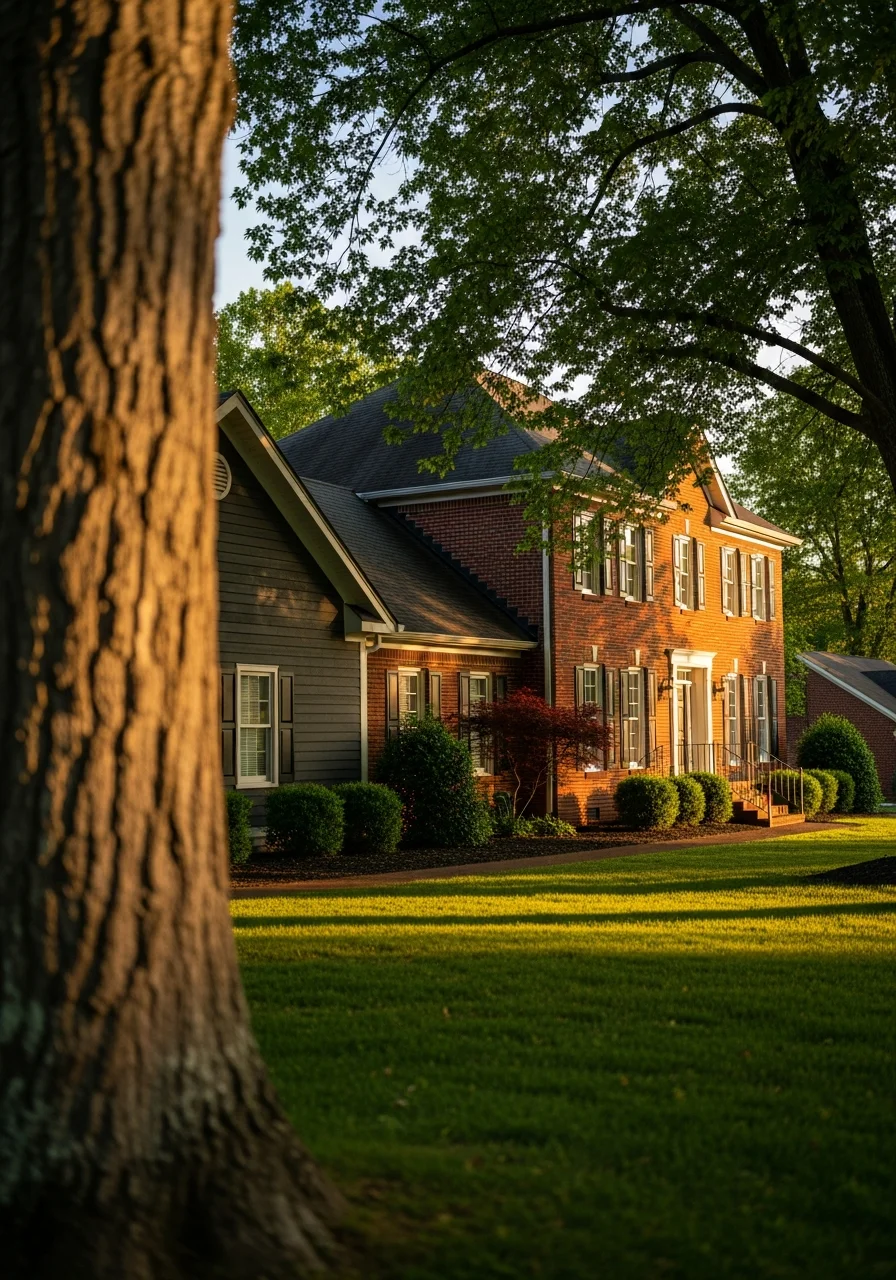 Skilled technician inspecting a Bristol residential property in a tree-lined neighborhood.