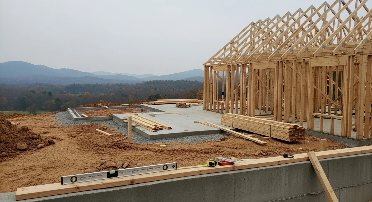 A newly completed custom home built by Nordstar Builders CORP in Johnson City, Tennessee, showing a finished exterior with a covered porch and site grading on a residential lot. The build reflects construction methods suited to East Tennessee's terrain and seasonal weather conditions.