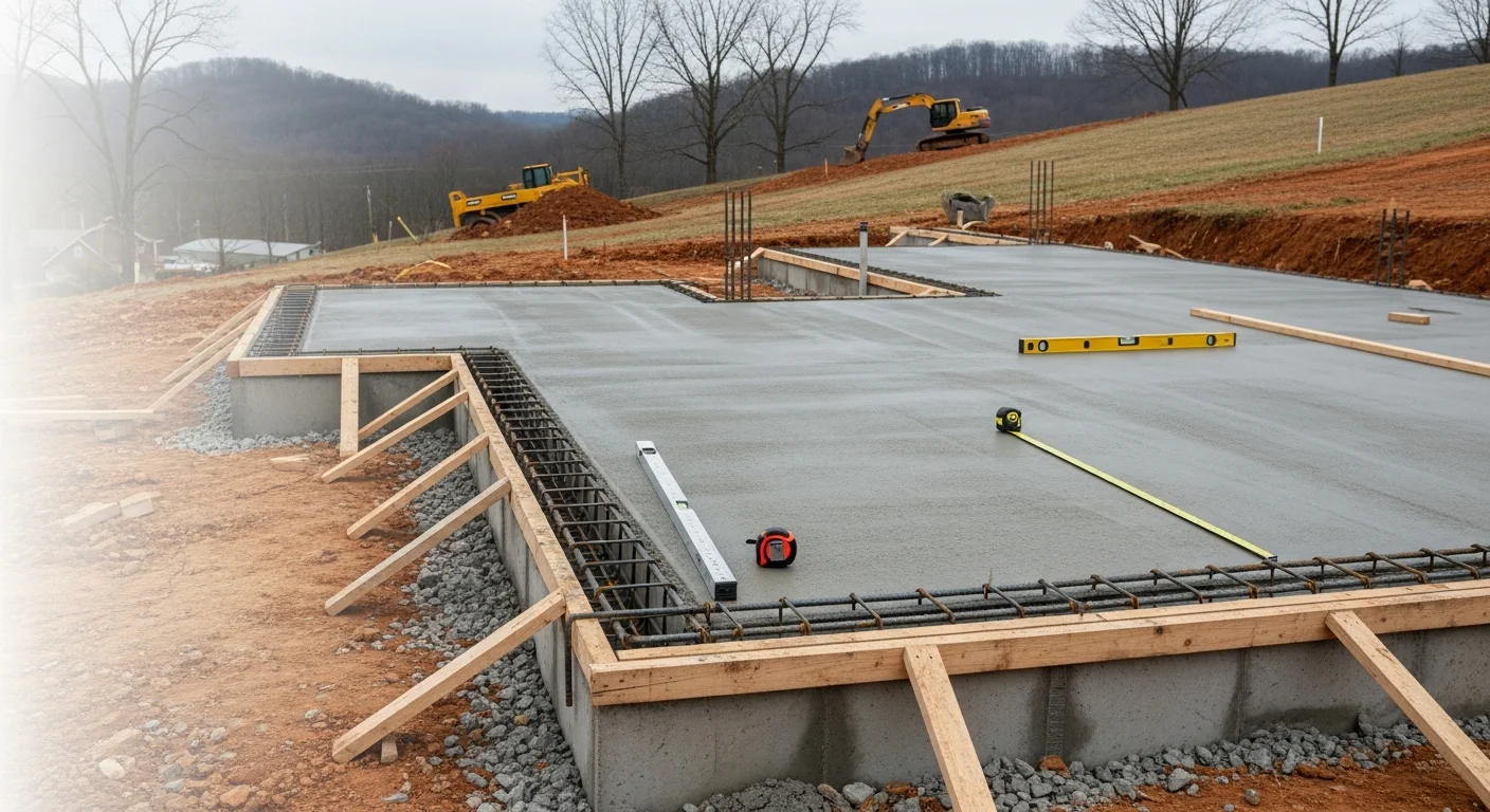 A newly constructed single-family home in Johnson City, Tennessee, with a framed exterior and finished roofline set against the Northeast Tennessee hillside. Nordstar Builders CORP residential construction project at the final exterior stage.
